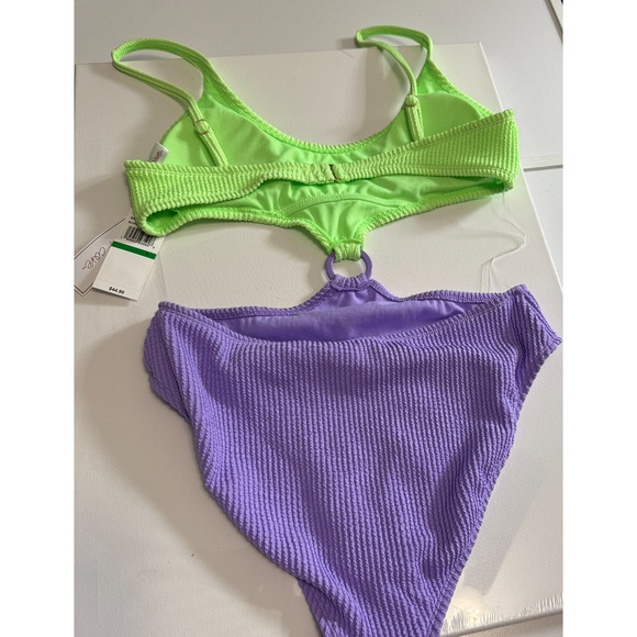 Salt & Cove Juniors' Colorblocked One-Piece Monokini, Mint/Purple Sz. Large - Picture 3 of 7